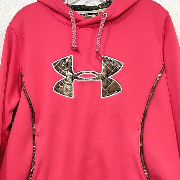 Under Armour Womens Pink and Green Long Sleeve Hoodie Size XL - Picture 2 of 5